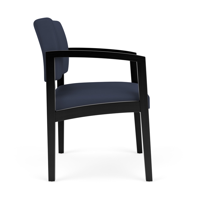Lenox Wood Reception Waiting Room Oversize Guest Chair / Black Wood / Blue