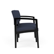 Lenox Wood Reception Waiting 2-Seat Tandem Seating / Black Wood / Blue