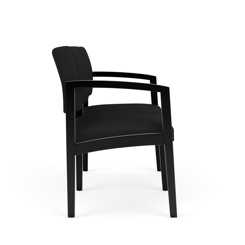 Lenox Wood Reception Waiting 2-Seat Tandem Seating / Black Wood / Black