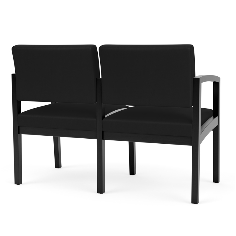 Lenox Wood Reception Waiting 2-Seat Tandem Seating / Black Wood / Black