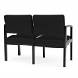 Lenox Wood Reception Waiting 2-Seat Tandem Seating / Black Wood / Black