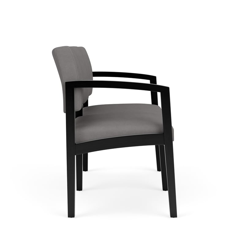 Lenox Wood Reception Waiting 2-Seat Tandem Seating / Black Wood / Light Gray
