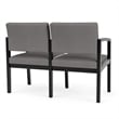 Lenox Wood Reception Waiting 2-Seat Tandem Seating / Black Wood / Light Gray