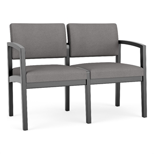 Lenox Wood Reception Waiting 2-Seat Tandem Seating / Black Wood / Light Gray