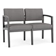 Lenox Wood Reception Waiting 2-Seat Tandem Seating / Black Wood / Light Gray