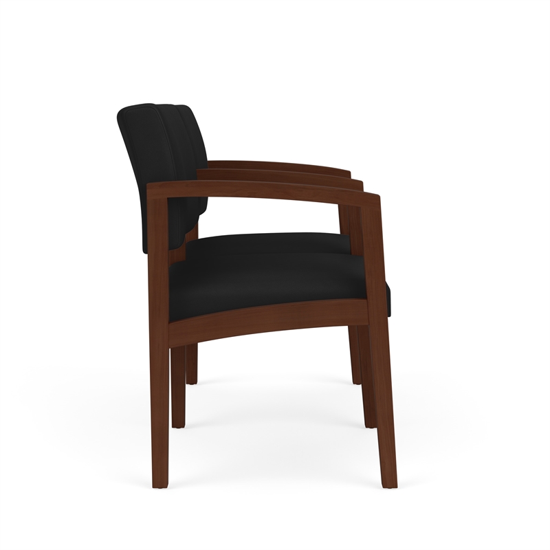 Lenox Wood Reception Waiting 2-Seat Tandem Seating / Walnut Wood / Black