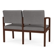 Lenox Wood Reception Waiting 2-Seat Tandem Seating / Walnut Wood / Light Gray