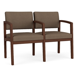 Lenox Wood Reception Waiting 2-Seat Tandem Seating / Walnut Wood / Brown