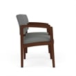 Lenox Wood Reception Waiting 2-Seat Tandem Seating / Walnut Wood / Light Gray
