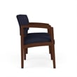 Lenox Wood Reception Waiting 2-Seat Tandem Seating / Walnut Wood / Navy Blue
