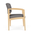 Lenox Wood Reception Waiting Room Guest Chair / Natural Wood / Light Gray