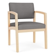Lenox Wood Reception Waiting Room Guest Chair / Natural Wood / Light Gray