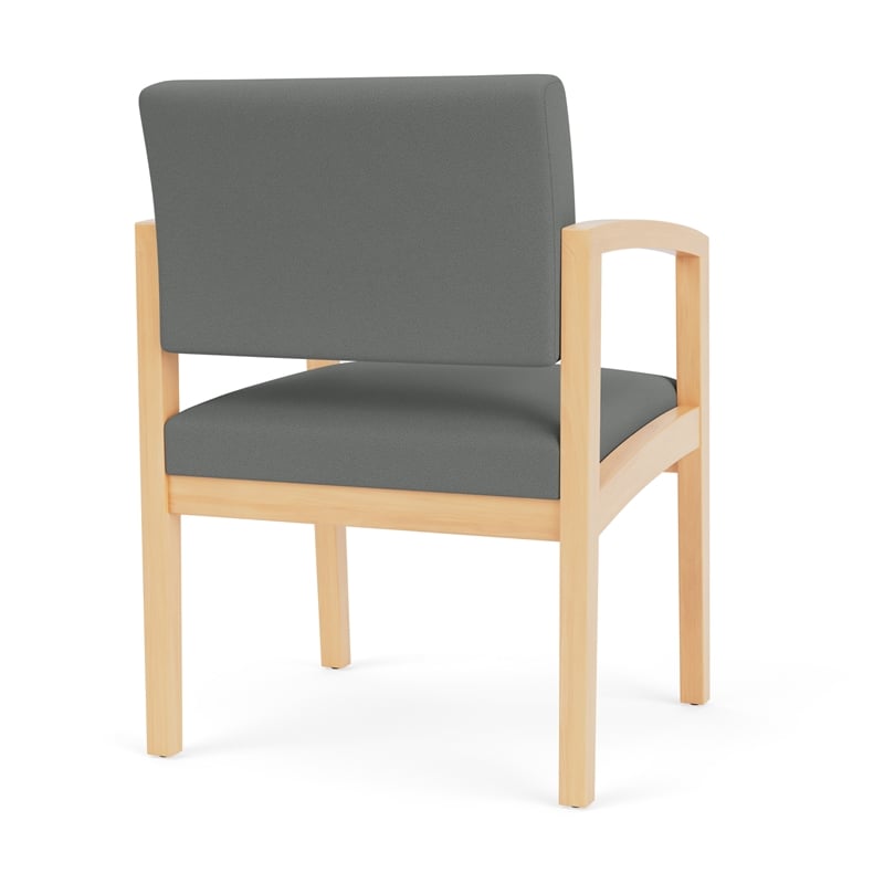 Lenox Wood Reception Waiting Room Guest Chair / Natural Wood / Light Gray