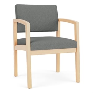 Lenox Wood Reception Waiting Room Guest Chair / Natural Wood / Light Gray