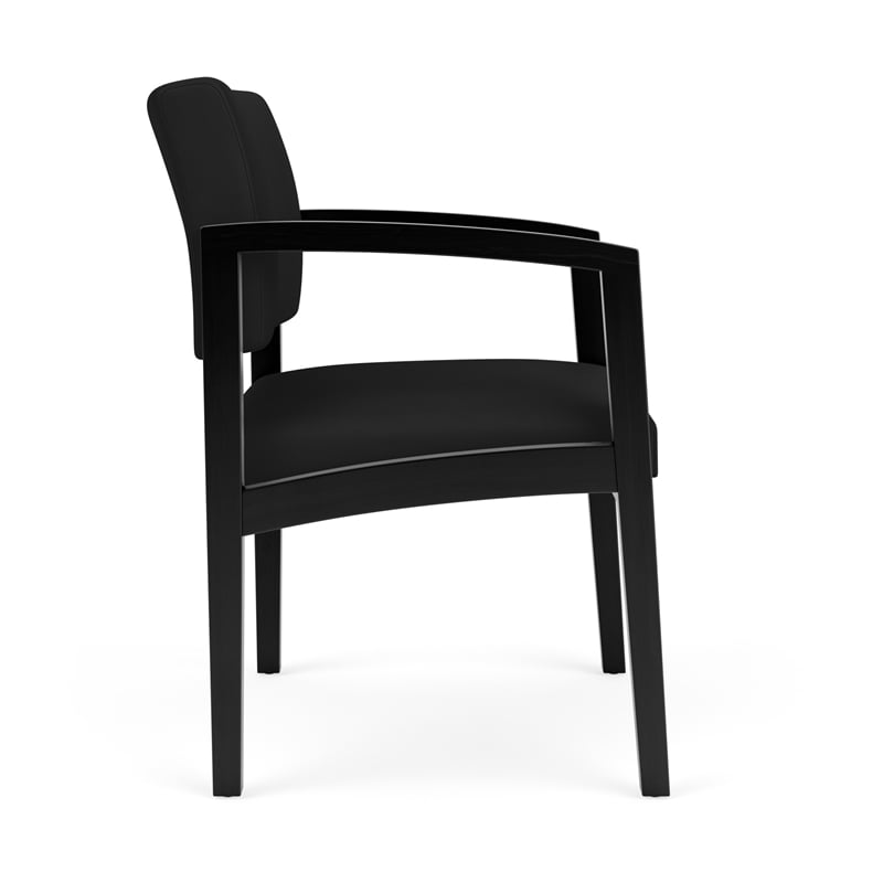 Lenox Wood Reception Waiting Oversize Guest Chair / Black Wood / Black