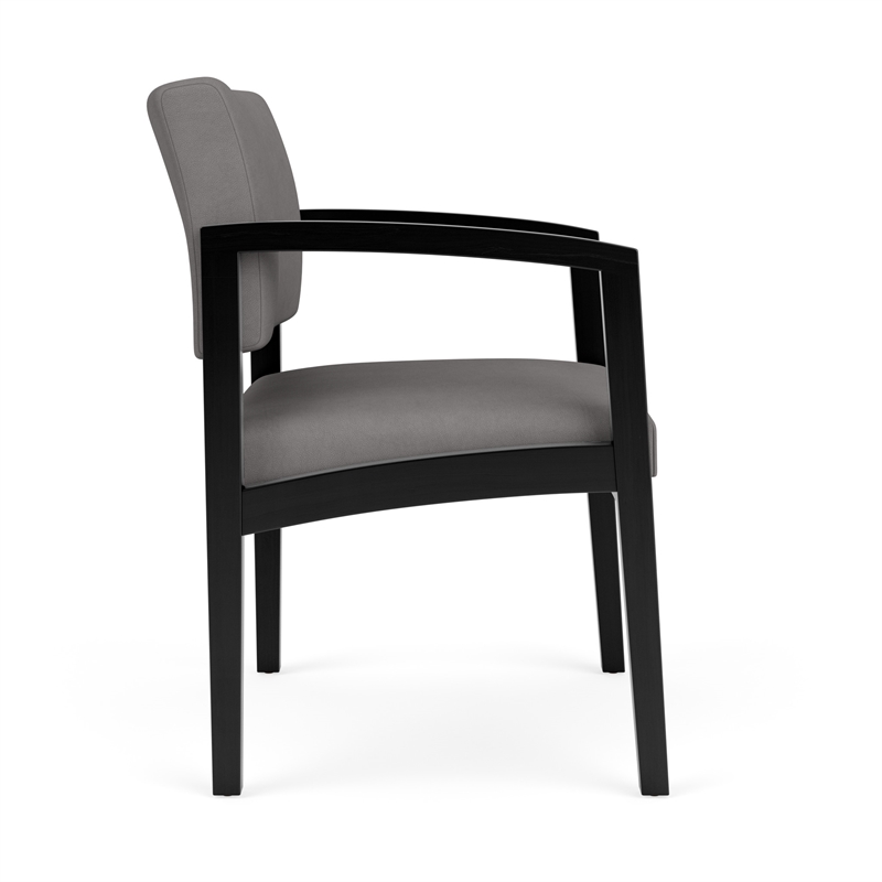 Lenox Wood Reception Waiting Oversize Guest Chair / Black Wood / Light Gray