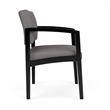 Lenox Wood Reception Waiting Oversize Guest Chair / Black Wood / Light Gray
