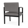Lenox Wood Reception Waiting Oversize Guest Chair / Black Wood / Light Gray
