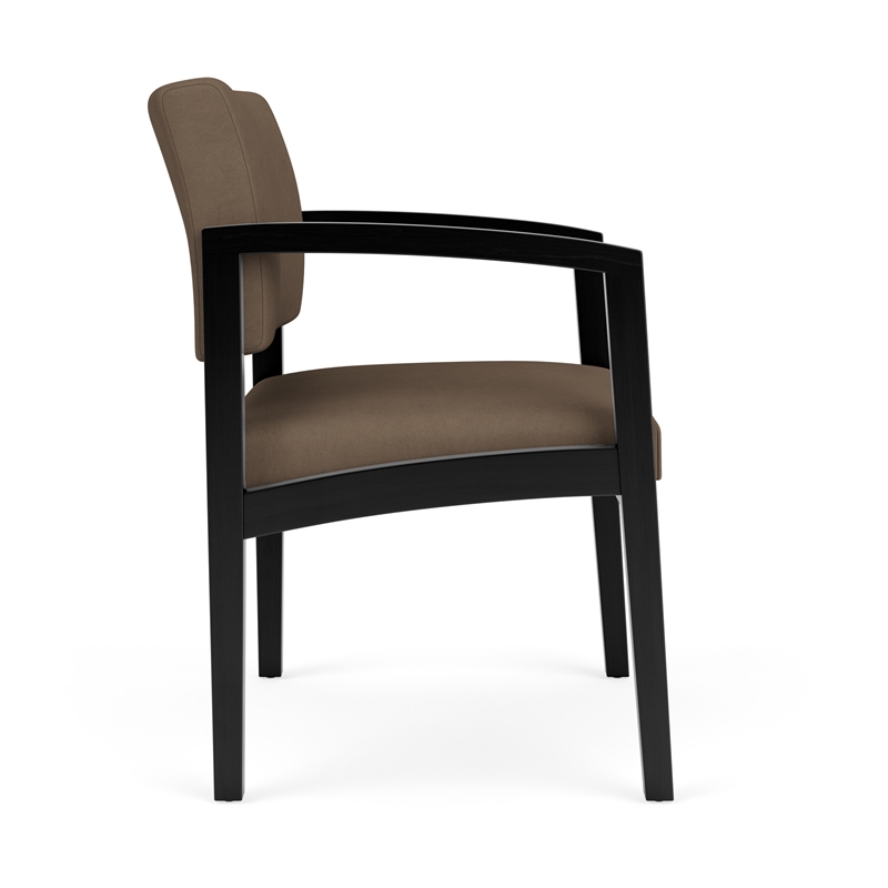 Lenox Wood Reception Waiting Oversize Guest Chair / Black Wood / Brown