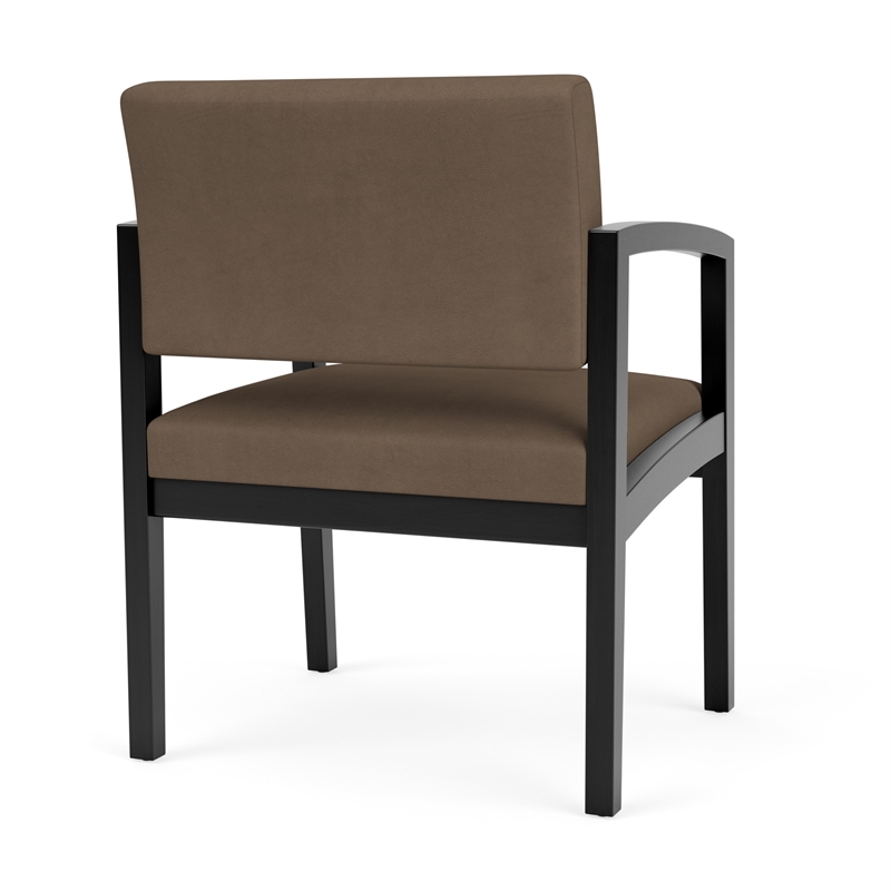 Lenox Wood Reception Waiting Oversize Guest Chair / Black Wood / Brown