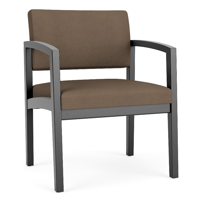 Lenox Wood Reception Waiting Oversize Guest Chair / Black Wood / Brown