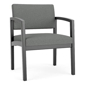 Lenox Wood Reception Waiting Oversize Guest Chair / Black Wood / Light Gray