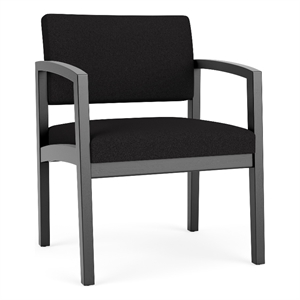 Lenox Wood Reception Waiting Oversize Guest Chair / Black Wood / Black