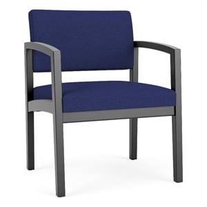 Lenox Wood Reception Waiting Room Oversize Guest Chair / Black Wood / Blue