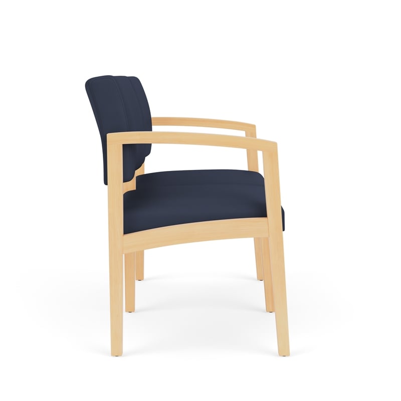 Lenox Wood Reception Waiting 2-Seat Tandem Seating / Natural Wood / Blue
