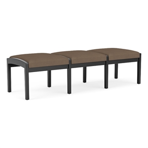 Lenox Wood Reception Waiting Room 18&quot 3-Seat Bench / Black Wood / Brown