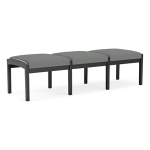 Lenox Wood Reception Waiting 18&quot 3-Seat Bench / Black Wood / Light Gray