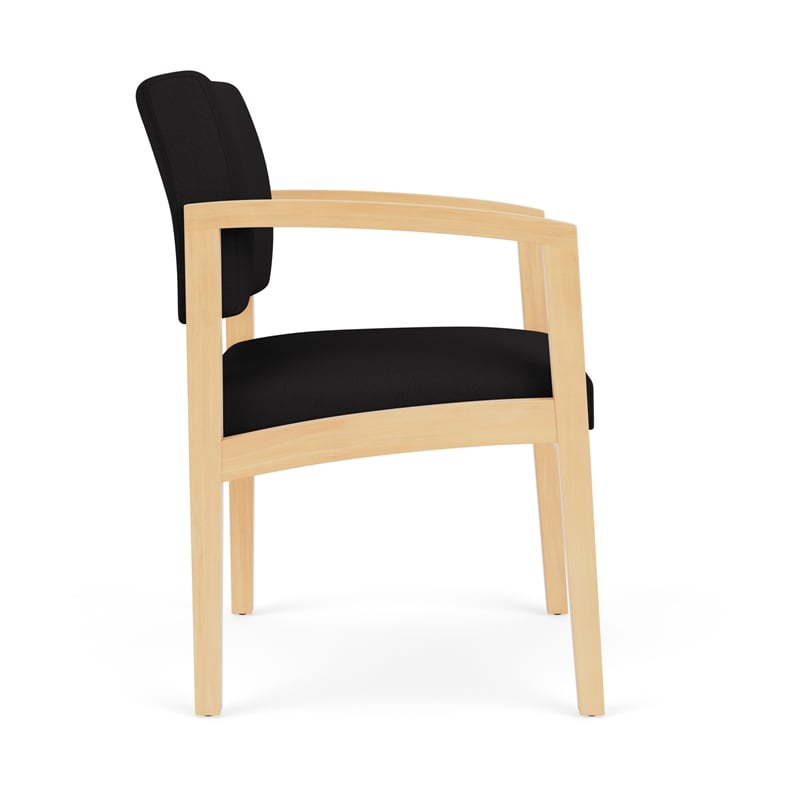 Lenox Wood Reception Waiting Room Healthcare Guest Chair / Natural Wood / Black