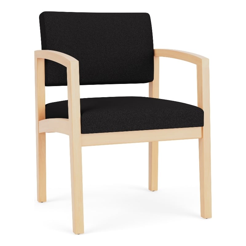 Lenox Wood Reception Waiting Room Healthcare Guest Chair / Natural Wood / Black