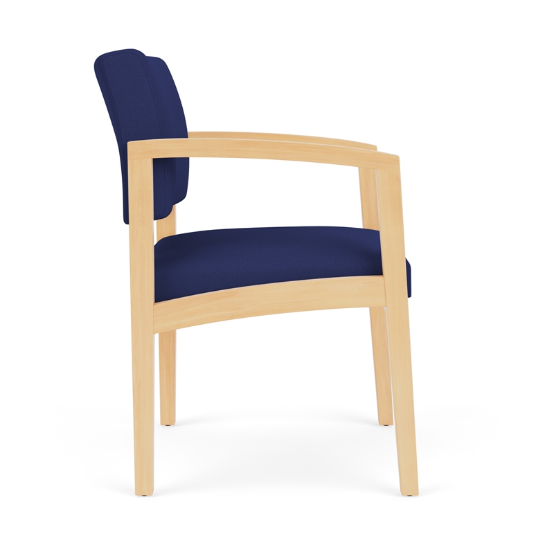 Lenox Wood Reception Waiting Room Healthcare Guest Chair / Natural Wood / Blue