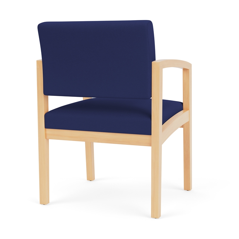 Lenox Wood Reception Waiting Room Healthcare Guest Chair / Natural Wood / Blue