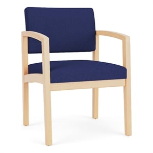 Lenox Wood Reception Waiting Room Healthcare Guest Chair / Natural Wood / Blue