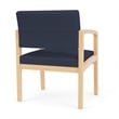 Lenox Wood Reception Waiting Oversize Guest Chair / Natural Wood / Blue
