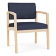 Lenox Wood Reception Waiting Oversize Guest Chair / Natural Wood / Blue