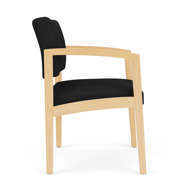 Lenox Wood Reception Waiting Oversize Guest Chair / Natural Wood / Black