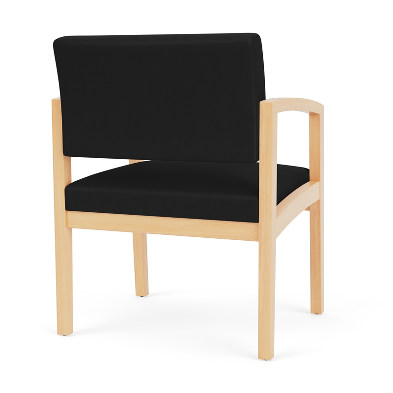Lenox Wood Reception Waiting Oversize Guest Chair / Natural Wood / Black