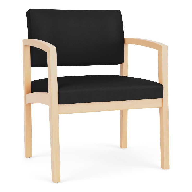 Lenox Wood Reception Waiting Oversize Guest Chair / Natural Wood / Black