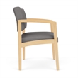 Lenox Wood Reception Waiting Oversize Guest Chair / Natural Wood / Light Gray