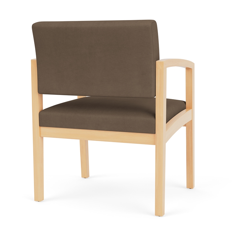 Lenox Wood Reception Waiting Oversize Guest Chair / Natural Wood / Brown