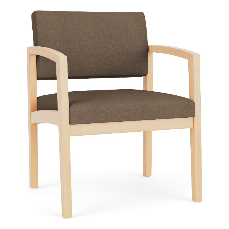 Lenox Wood Reception Waiting Oversize Guest Chair / Natural Wood / Brown
