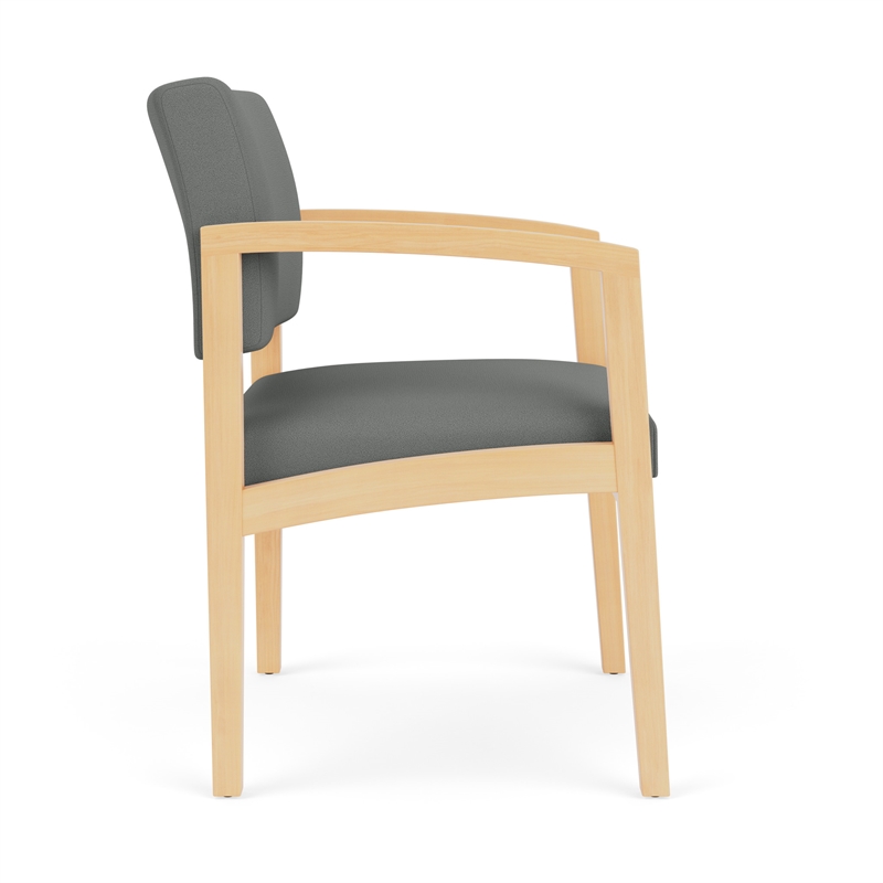 Lenox Wood Reception Waiting Oversize Guest Chair / Natural Wood / Light Gray