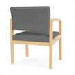 Lenox Wood Reception Waiting Oversize Guest Chair / Natural Wood / Light Gray