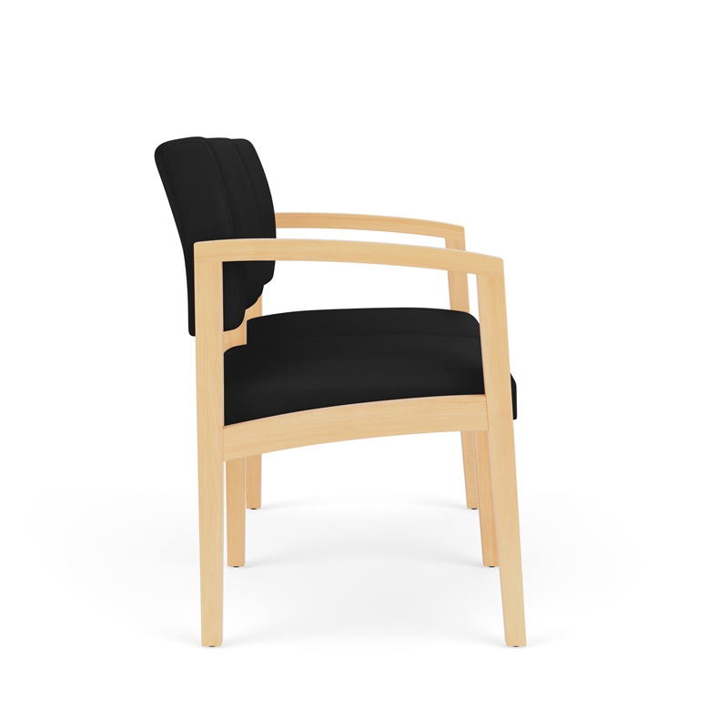 Lenox Wood Reception Waiting 2-Seat Tandem Seating / Natural Wood / Black