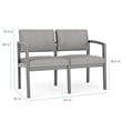 Lenox Wood Reception Waiting 2-Seat Tandem Seating / Natural Wood / Light Gray