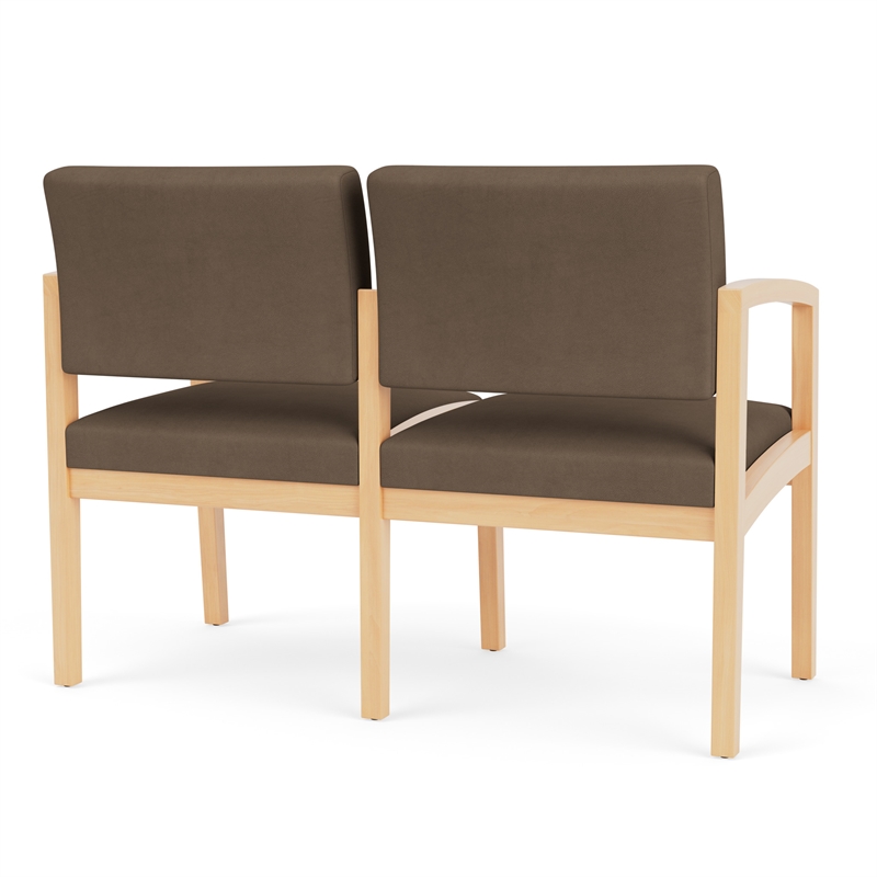 Lenox Wood Reception Waiting 2-Seat Tandem Seating / Natural Wood / Brown