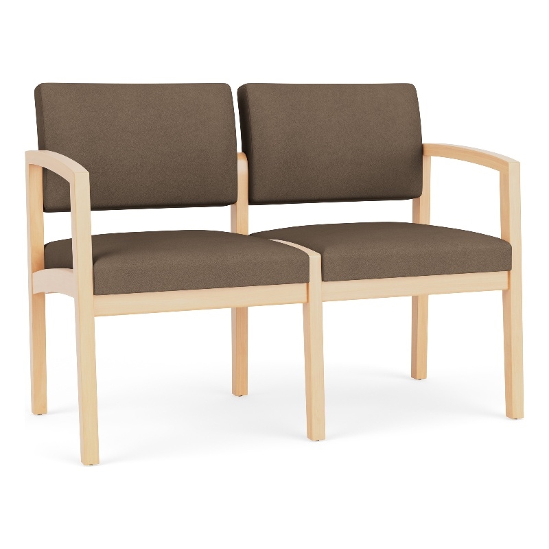 Lenox Wood Reception Waiting 2-Seat Tandem Seating / Natural Wood / Brown